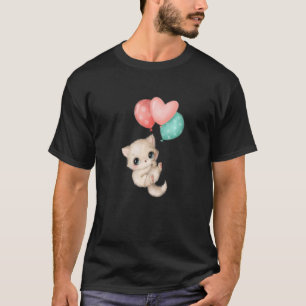 Schattige Kat Ballon Vliegende Kitten Kat T-shirt