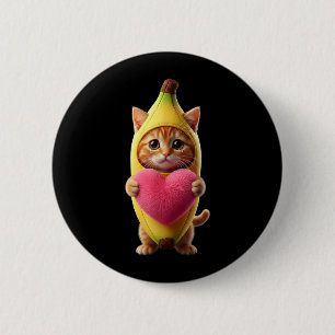 Schattige Kat Banaan Hart Grappig Sarcasme Brainro Ronde Button 5,7 Cm