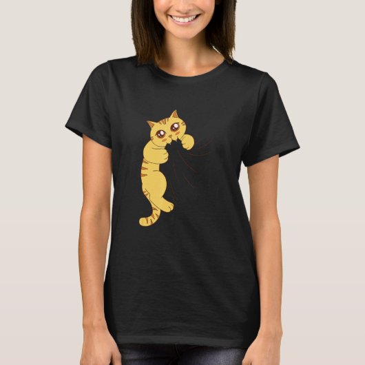 Schattige Kat Bijt Voor Kat T-shirt (Voorkant)