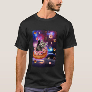Schattige Kat Binnen Donut In Ruimte Jongen Meisje T-shirt