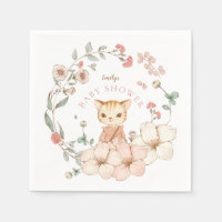 Schattige Kat Blush Bloemen Meisje Baby shower