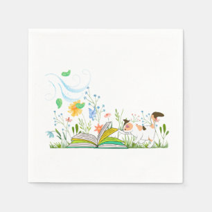 Schattige Kat dat een boek leest. Servet