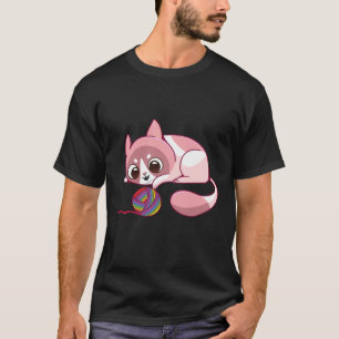 schattige kat die speelt met een bol wol t-shirt