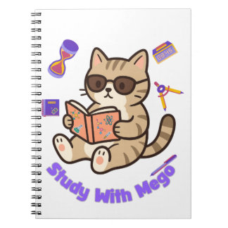 Schattige kat die studeert met zonnebril grappig  notitieboek