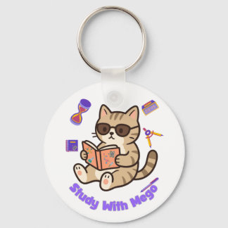 Schattige kat die studeert met zonnebril grappig  sleutelhanger