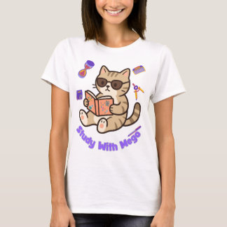 Schattige kat die studeert met zonnebril grappige  t-shirt