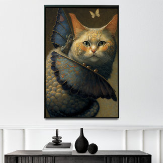 Schattige kat draak met vlindervleugels poster