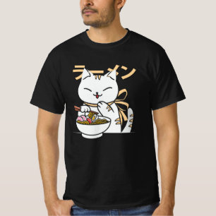 Schattige Kat Eet Ramen Cadeau voor Kat & Ramen T-shirt