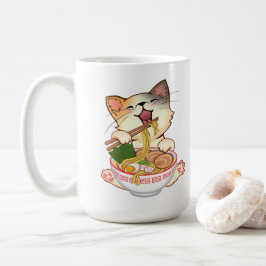 Schattige kat eet Ramen grappige cartoon Anime poe Koffiemok