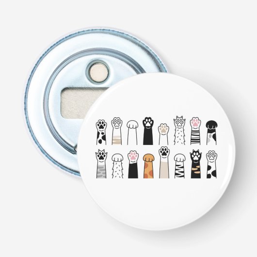 schattige kat- en hond poten button flesopener (Voorkant)