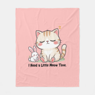Schattige kat en konijn "Ik heb wat poezeitijd nod Fleece Deken