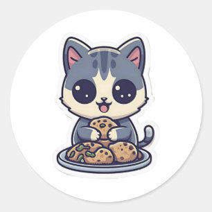 Schattige Kat eten koekjes Classic T-shirt Ronde Sticker