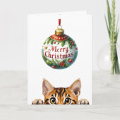 Schattige Kat Funny Cat Christmas Kaart (Voorkant)