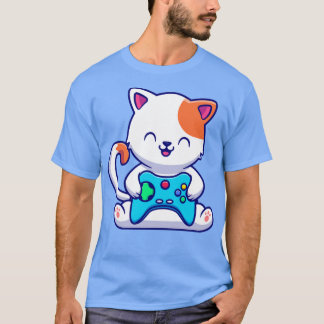 Schattige kat gamt met gameconsole t-shirt