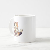 Schattige kat geniet van Ramen Koffiemok (Voorkant links)