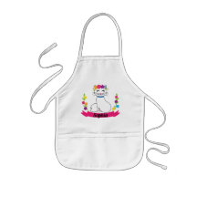schattige kat gepersonaliseerde naam kinder apron