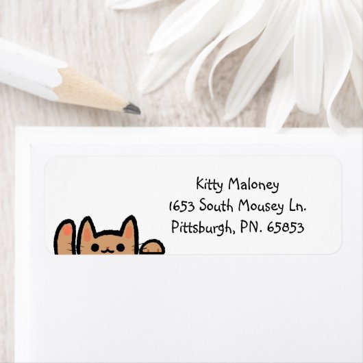 Schattige kat-golving etiket (Insitu)