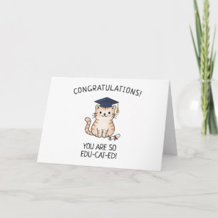 Schattige kat grap nieuwe afgestudeerde afstudeer kaart