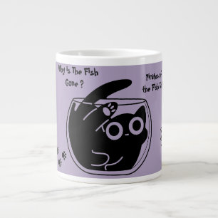 Schattige Kat, Grappige Kat, Grappig Schrift, Mode Extra Grote Beker