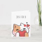 Schattige kat hart  kaart (Voorkant)