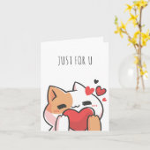 Schattige kat hart  kaart (Gele Bloem)