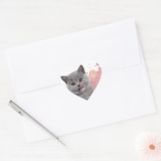 Schattige kat hart sticker (Envelop)