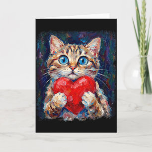 Schattige kat houdt van hart valentijnsdag kitten kaart