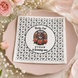 schattige Kat Ik Ben Eén! Schattig Kat Meisje 1e V Servet