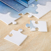 Schattige kat in bloemenraam legpuzzel (Zijkant)