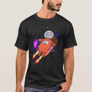 Schattige Kat In De Ruimte Die Op Een Ijslolly Rij T-shirt