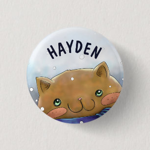 Schattige kat in de winter Persoonlijke kinder- Ronde Button 3,2 Cm