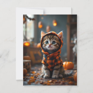 Schattige kat in een zwarte en oranje vacht op Hal Briefkaart