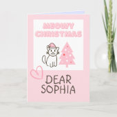 Schattige kat in kerstmuts&boom Kerstmis kat paste Kaart (Voorkant)