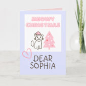 Schattige kat in kerstmuts&boom Kerstmis kat paste Kaart (Voorkant)