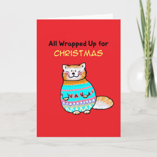 Schattige Kat in Kersttrui Kaart