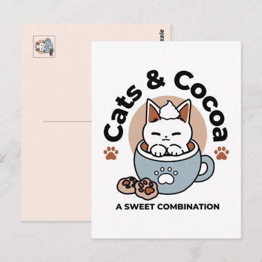 Schattige Kat in Mok Vakantie Ontwerp - Kat & Caca Briefkaart (Voorkant / Achterkant)