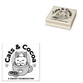 Schattige Kat in Mok Vakantie Ontwerp - Kat & Caca Rubberstempel (Gestempeld)