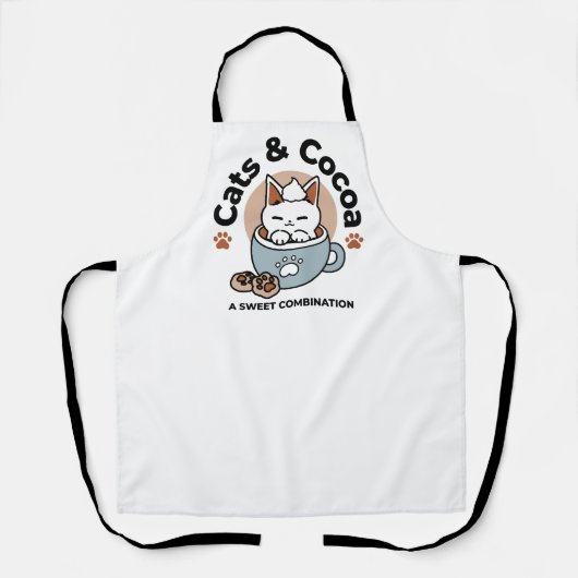 Schattige Kat in Mok Vakantie Ontwerp - Kat & Caca Schort (Voorkant)