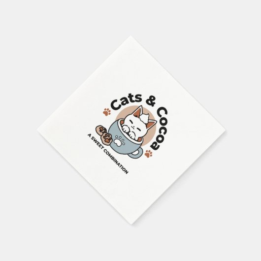 Schattige Kat in Mok Vakantie Ontwerp - Kat & Caca Servet (Hoek)