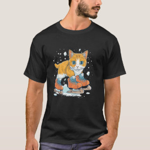 Schattige kat in schaatsschoenen outfit t-shirt