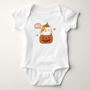 Schattige kat in uitgeholde pompoen Halloween Romper