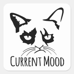 Schattige Kat Kattegek Vrouw Huidige Stemming Stre Vierkante Sticker
