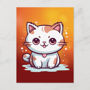 Schattige Kat Kawaii Stijl Clipart Briefkaart