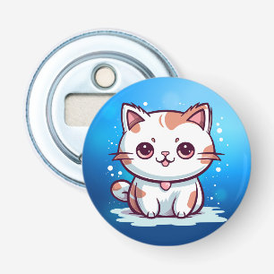 Schattige Kat Kawaii Stijl Clipart Button Flesopener