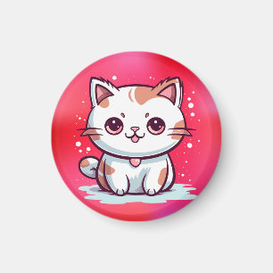 Schattige Kat Kawaii Stijl Clipart Magneet