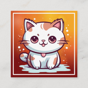 Schattige Kat Kawaii Stijl Clipart Vierkante Visitekaartje