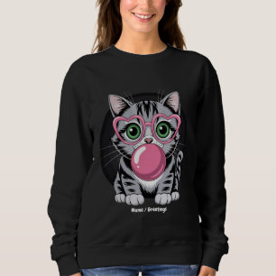 Schattige kat kitty die kauwgom eet en een grappig trui