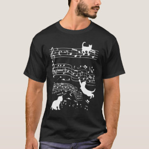 Schattige Kat Kitty Speelt Muziek Sleutel Piano Mu T-shirt
