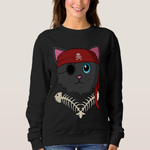 Schattige Kat Kleintje Piraat Vis Botten Halloween Trui