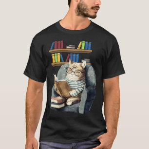 Schattige Kat Leest Boek Boekenwurmen Kat Lezen 3 T-shirt